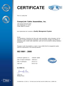 ISO 9001-2008 CERTIFICATE, valid until 7-20-15